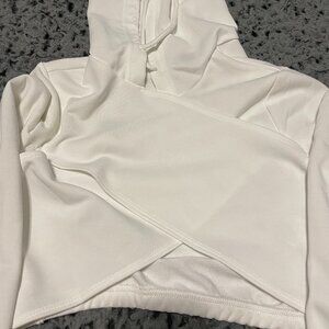 Shein Criss Cross White Hoodie